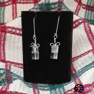 Festive Gift Box Delight Handmade Glass Beaded Drop Earrings